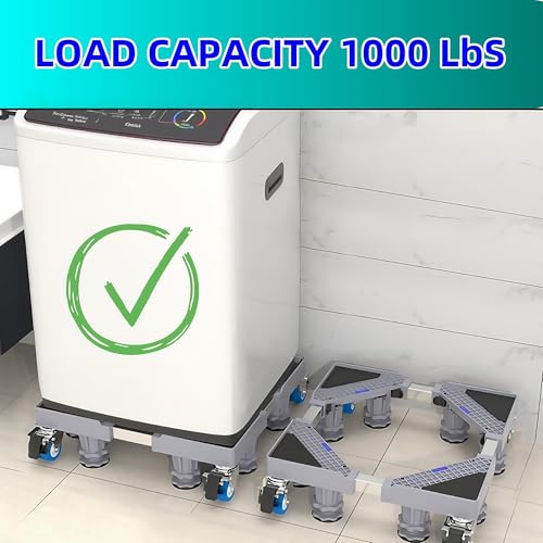 YLGNKIA Upgraded Double Fixed Rods, Heavy-Duty Adjustable Washer Stand 18.1”-24.8” with 4 Locking Wheels & 4 Strong Feet - Supports up to 660 lbs, Ideal for Washer, Dryer & Mini Fridge by YLGNKIA - Image 5