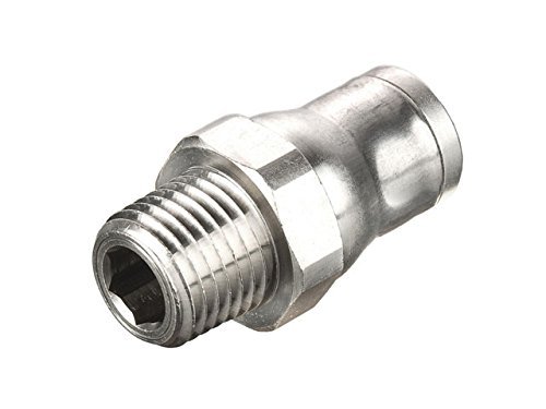 Parker 68PLM-8M-6R-pk10 Prestolok PLM Metal Push-to-Connect Fitting, Tube to Pipe, Nickel Plated, Push-to-Connect and Male BSPT Connector, 8 mm and 3/8", Brass, 8 mm, 3/8" (Pack of 10)