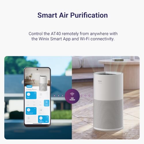 Image of WINIX AT40 Air Purifier with 2 Years of Filters for Extra Large Room Up to 1968 Ft in 1 Hr With Air Quality Monitor, True HEPA, Carbon Filter and Auto Mode, Captures Dander, Smoke, Dust