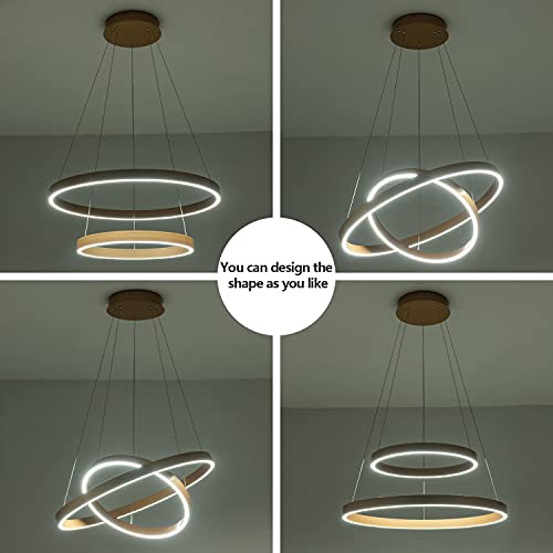 Image of MADEM Modern LED Chandelier 2-Ring Circular Dimmable Pendant Light,Gold | Contempoary Chandelier Flush Mount Pendant Lighting for Living Room Dining Room, Bedroom,3000K-6000K,60W
