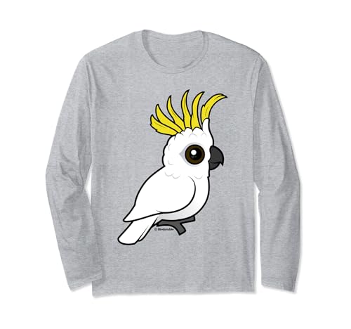 Cute Cartoon Sulphur-crested Cockatoo Raised Crest Bird Long Sleeve T-Shirt