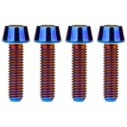 Image of Titanium Ti Bolt M5x9 16 18 20 25 30 35 40 45 50 55 60mm Tapered Head Screws Pack of 4 (M5x18mm, Burnt Blue)