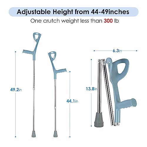 Forearm Crutches For Adults 5ft 6 Feet 350 Lbs Folding