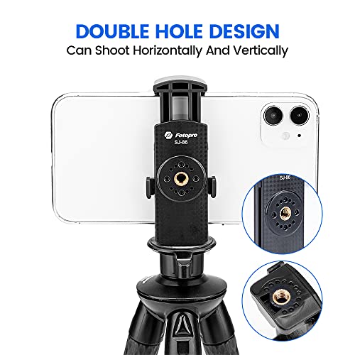 Fotopro Phone Tripod Mount 1/4 Inch Screw Black Universal Cell Phone Mount Adapter For Monopod Selfie Stick Desktop Tripod Video Vlogging Photograph #TOP2