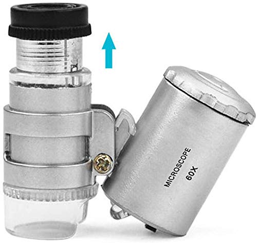 SKEIDO 60 x Microscope LED Lamp Lights Illuminated Jeweler LED UV Lens Loupe Portable Pocket With Lamp Magnifying Glass