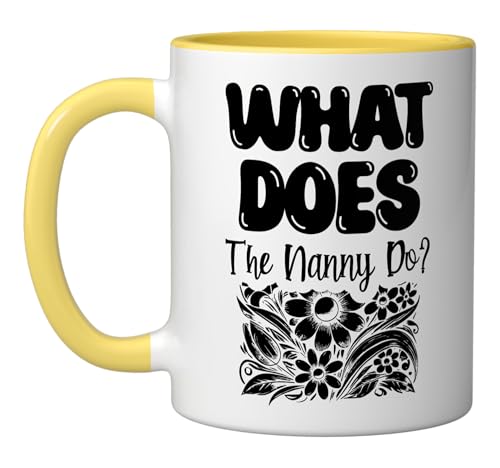 What Does The Nanny Do Babysitting Babysitter Ceramic Mug, Yellow/White