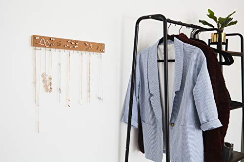 Stud Earring Organizer Hanging Holder with Cork Board - Wall Mount Jewelry Organizers - Necklace Display Rack - Mounted Cork Jewelry Display - Storage Hanger for Necklaces and Stud Earrings - Thumbnail 7