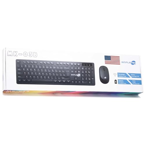 Kit de teclado y ratón inalámbrico Simpletek QWERTY con receptor USB para PC
