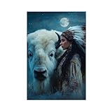 White Buffalo Woman Native American Art Print - Lakota Myth Wall Decor (matte Poster)-1_2