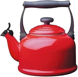 Le Creuset Traditional Stove-Top Kettle with Whistle, Suitable for All Hob Types Including Induction, Enamelled Steel, Capacity: 2.1 L, Black, 92000800140000