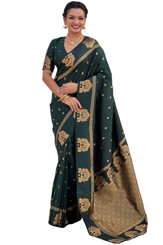 Image of SGF11 Women's Kanjivaram Pure Soft Silk Saree With Unstitched Blouse Piece