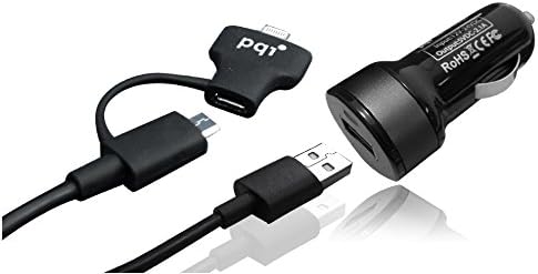 PQI i-Charger Du-Plug for Car - Car Charger with Lightning and micro USB connectors (Black)