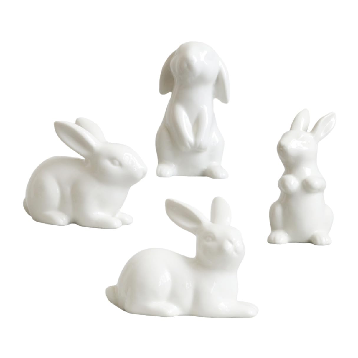 Figurines lapins céramique blanche miniature bureau salon maison intérieur BESPORTBLE
