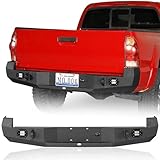 Hooke Road Tacoma Rear Steel Bumper w/LED Lights for Toyota Tacoma 2005 2006 2007 2009 2010 2011 2012 2013 2014 2015 2nd Gen Pickup Trucks