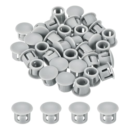 Image of MECCANIXITY 64PCS 8mm(5 /16 inch) Light Gray Plastic Hole Plugs, Flush Type Panel Hole Plugs Insert End Caps for Locking Hole Tubes Furniture Cabinet