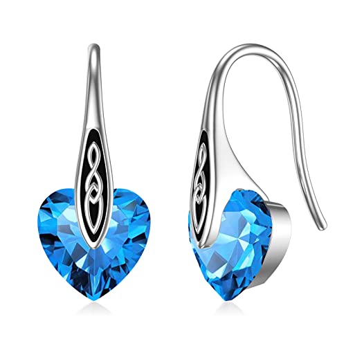 Birthstone Earrings Sterling Silver Celtic Dangle Drop Earrings Hypoallergenic Hook Earrings Irish Jewelry Mothers Day Birthday Gifts for Daughter Girlfriend Wife