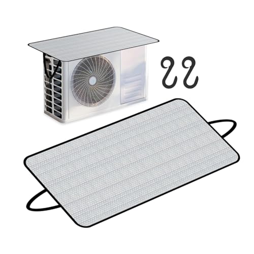 エアコン室外機 1枚 カバー 室外機 日除け 室外機遮熱シート(約47×95cm) 簡単脱着 2枚プラスチックS字フックアルミフィルム 直射日光 遮熱 雪除け 省エネ 節電 UVカット エアコン室外機遮熱パネル