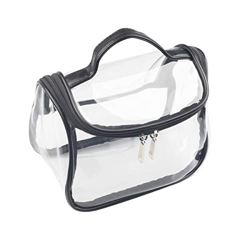 Heavy Duty Clear Cosmetic Bag Waterproof Transparent Travel Makeup Toiletry Organizer Bag (Black) - Thumbnail 4