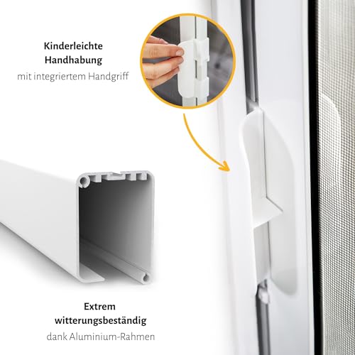 empasa Insektenschutz Fliegengitter Tür Rollotür Insektenschutzrollo SMART Schiebetür Rollo ausziehbar, individuell zuschneidbar, in verschiedenen Größen und Farben als Selbstbausatz