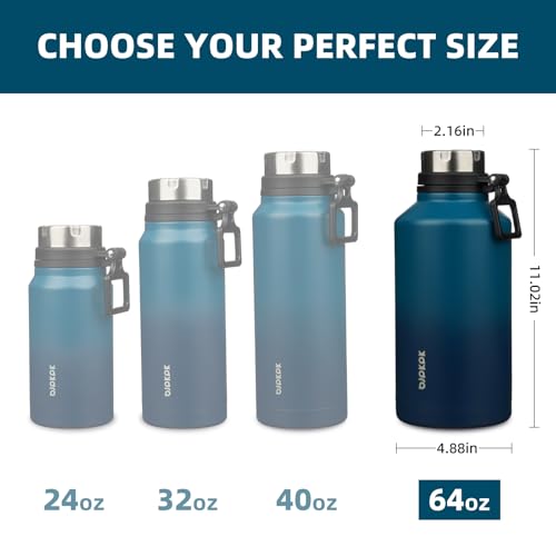 Image of BJPKPK 64oz Insulated Water Bottle, Stainless Steel Vacuum Jug with Handle | Half Gallon Large Water Bottle, Leak-Proof BPA-Free Vacuum Insulated Bottle for Gym, Hiking, Camping & Outdoor Adventures