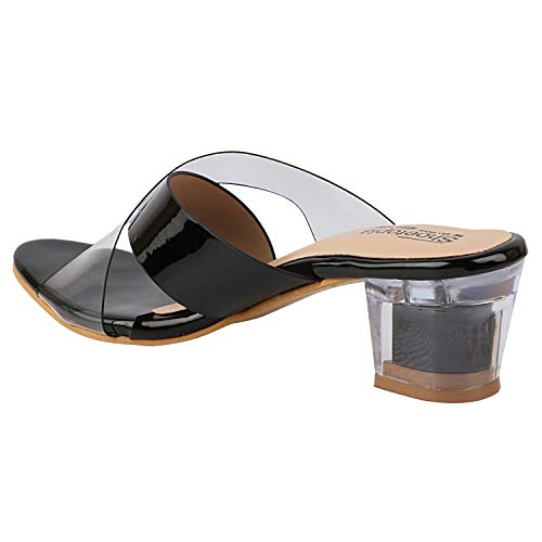 Image of Do Bhai Women Synthtic Material Back Open Cross Strep Block Heel Fashion Sandal