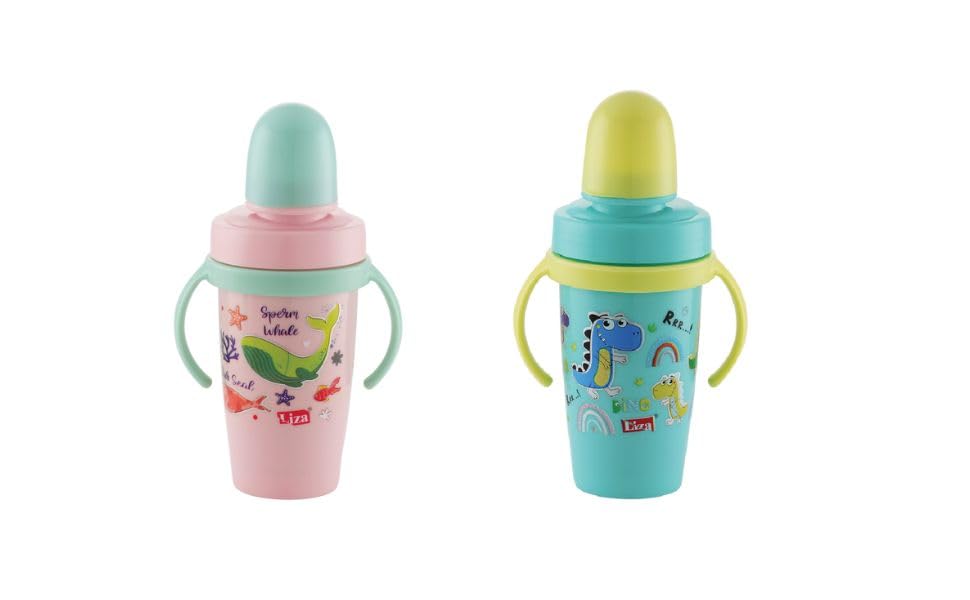 LD LUCIDO DECORE Bendy Hot & Cold Insulated Stainless Steel Double Walled 360ml BPA-Free Sippy Cup Anti-Spill Soft Silicone Spout Baby Sipper (Pink & Blue)-image-14