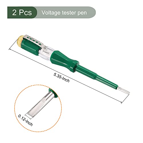 Image of YOKIVE 2 Pcs Voltage Circuit Tester, 3mm Slotted Screwdriver, Great for Office, Art, Home, Daily Use (AC 100-500V, Green)