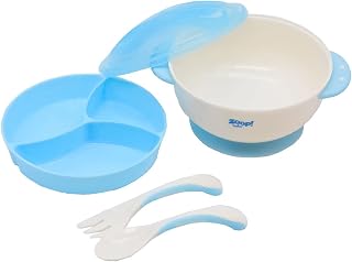 Kit Bowl com Tampa e Talher Azul Zoop Toys