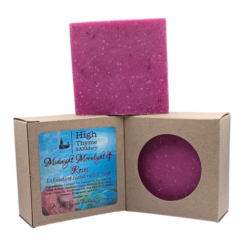 High Thyme Farmacy Midnight Moonlight & Roses Exfoliating Soap - Rose Petal Soap With Ground Oatmeal And Sea Salt - Lye Soap - Rose Petal Bath Soap - Oatmeal Soap - Sea Salt Soap #TOP6