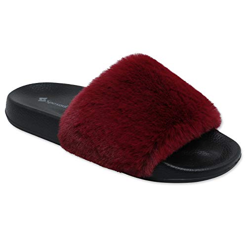 Image of Spesoul Slides for Women Womens Slippers Fur Fuzzy Fluffy for House Bedroom
