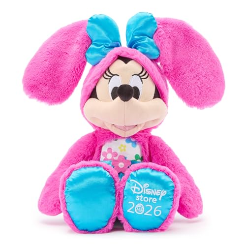 Disney Store Official 2026 Minnie Mouse Easter Plush - 14 Disney Plushy in Easter Bunny Costume with Floppy Ears Padded Satin Bow Floral Print Tummy Satin Skirt and Embroidered Logo