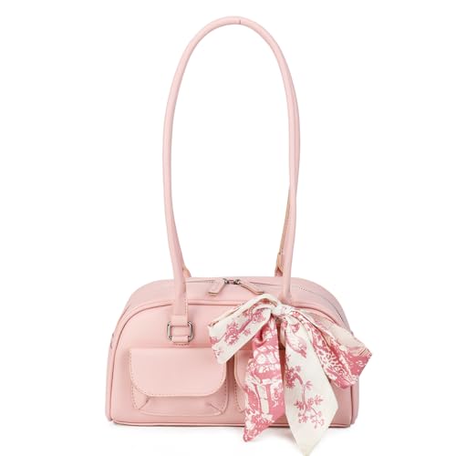 Gladdon Handtaschen Damen, Top-Handle Hobo-Taschen, Multi-Taschen Tote Handtasche, Mode Schals Bogen verziert Umhängetasche, glänzendes PU-Leder, Geschenk für Damen und Mädchen
