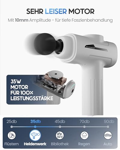 HELDENWERK® Massagepistole Mini mit 6 Massageköpfen extra leise Massagegun – Ansicht 6