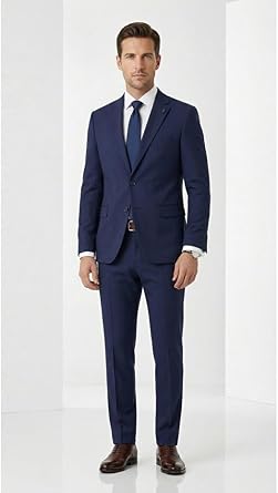 Erkek Tak m Elbise - Slim Fit 2 li Set - Esnek Duble Face Kuma  2 D meli  ift Y rtma l  Modern Klasik Tak m