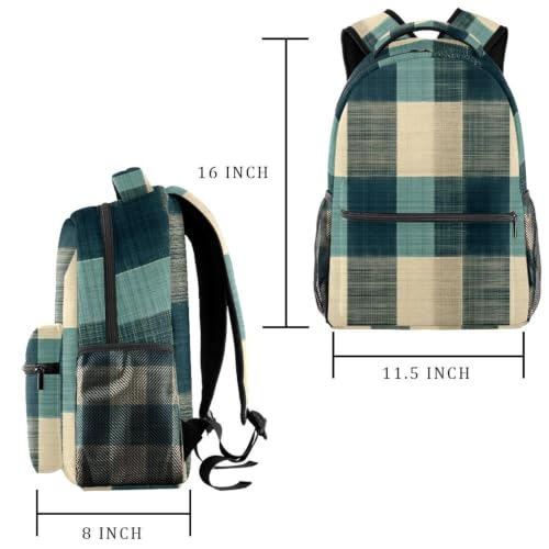 Mochila casual a cuadros multicolor con compartimento para laptop 2