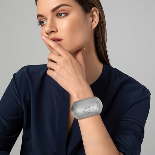 HZMAN 7.0Inch Chunky Bracelets for Women Thick Wide Bangle Bracelet Oversize Textured Open Hinge Wrist Cuff Bracelet Jewelry Gift3