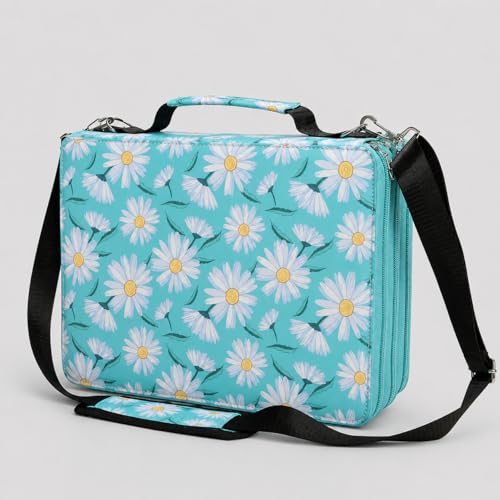 Image of 168-Slot Marker Organizer Bag, 3-Layer Case with Strap | 168-slot 3-layer marker bag in twill Oxford fabric with handle, detachable strap, smooth zipper for studio and outdoor use.