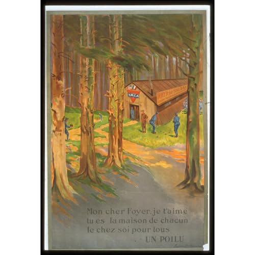 Impression giclée vintage grand format toile polycoton soldats dans les bois