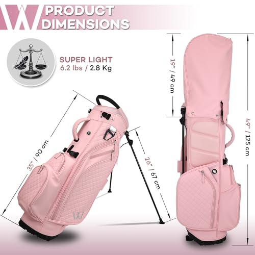 image for Wongle Luxury Womens Golf Bag, PU Leather Golf Stand Bag for Women/Lad