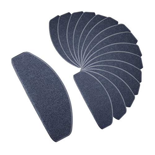 15 Pack Non-Slip Carpet Stair Treads Self Adhesive Bullnose Indoor Stair Rugs Slip Stairway Mats Protect for Kid Elders and Pets 9" x 26" Grey