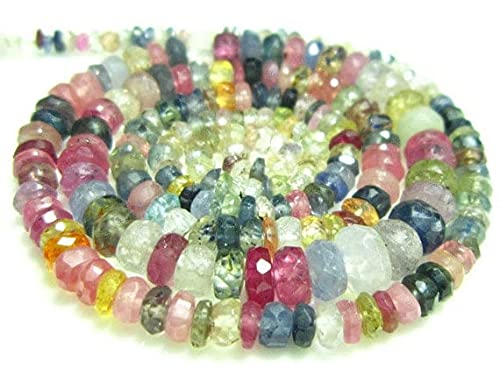 LKBEADS AAA-Multi Sapphire Micro Cut Rondelles- 14.50" Strand -Stones measure- 2-4mm
