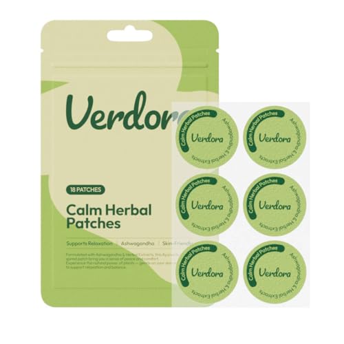 VERDORA Worrying Relief Calm Patches - Natural Stress Relief Ear Patches Natural Herbal Blend Ashwagandha Citrus Junos Fruit Extract for Focus & Relaxation