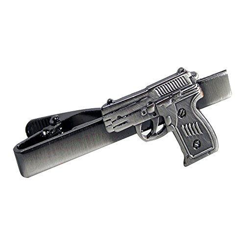 Procuffs Hand Gun Ammo Pistol Revolver Tie Clip Black Wedding Bar Clasp