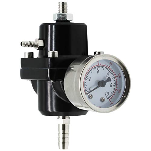 Universal Adjustable Fuel Pressure Regulator Kit Aluminum Gas Oil Injection Pressure Regulator with 0-140 PSI Gauge, AN6-6AN Fuel Line Hoses, Install Tool Accessories (Black) - Thumbnail 5