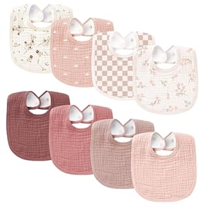 Konssy Baberos de muselina para bebé, paquete de 8 baberos tipo bandana de algodón para niños y niñas unisex, set suave y absorbente para dentición y babeo