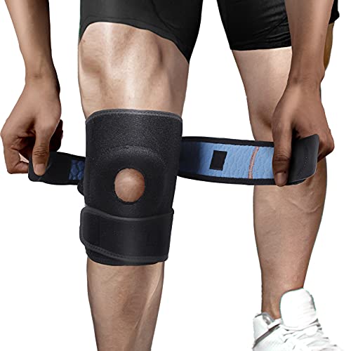 Adjustable Knee Brace with Side Stabilizers, Open Patella Knee Brace for Knee Pain for Men & Women, Knee Support for Meniscus Tear, Arthritis Pain, ACL, LCL, MCL, Left or Right Knee