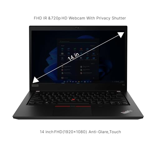 Image of Lenovo ThinkPad T14S Gen 2, Intel Core i7-1185G7, 14 Inch Full HD Display, 16GB RAM, 256GB SSD, Thunderbolt 4, Backlit Keyboard, Windows 11 Pro (Renewed), Villi black