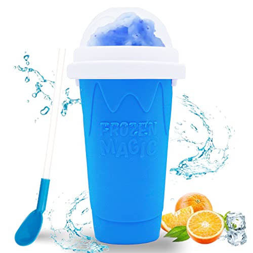 Hoinvaet Magic Slushy Maker Squeeze Cup Slushie Maker, Homemade Milk Shake Maker Cooling Cup Squee DIY it for Everyone (Blue)