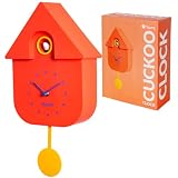 Fisura - Coucou Horloge Rouge avec Cadran Bleu. Coucou Murale. Pendule Murale Originale. 3 Piles AA Non incluses. 21,5x8x41,5. Plastique ABS. - 2