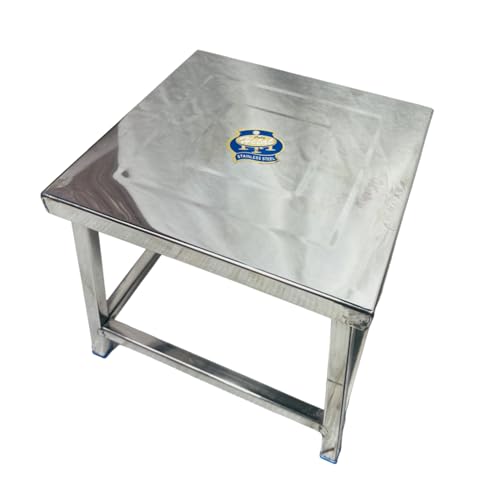 Image of Heavy Duty Square Stainless Steel Industrial Table - Durable Metal Workbench for Home
